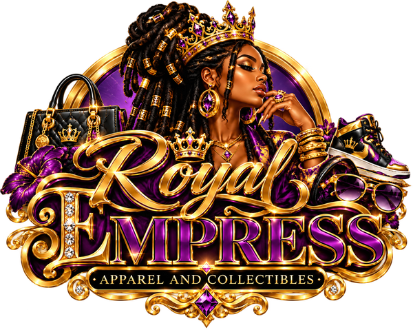 Royal Empress Apparel and Collectibles purple and gold logo