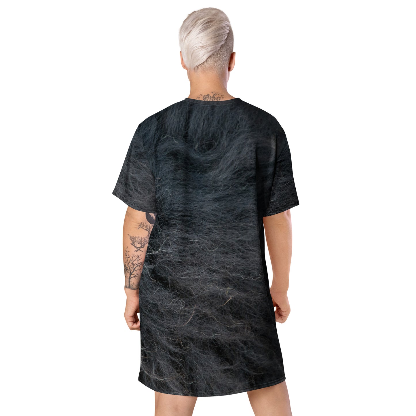 Black Fur T-shirt dress CT19