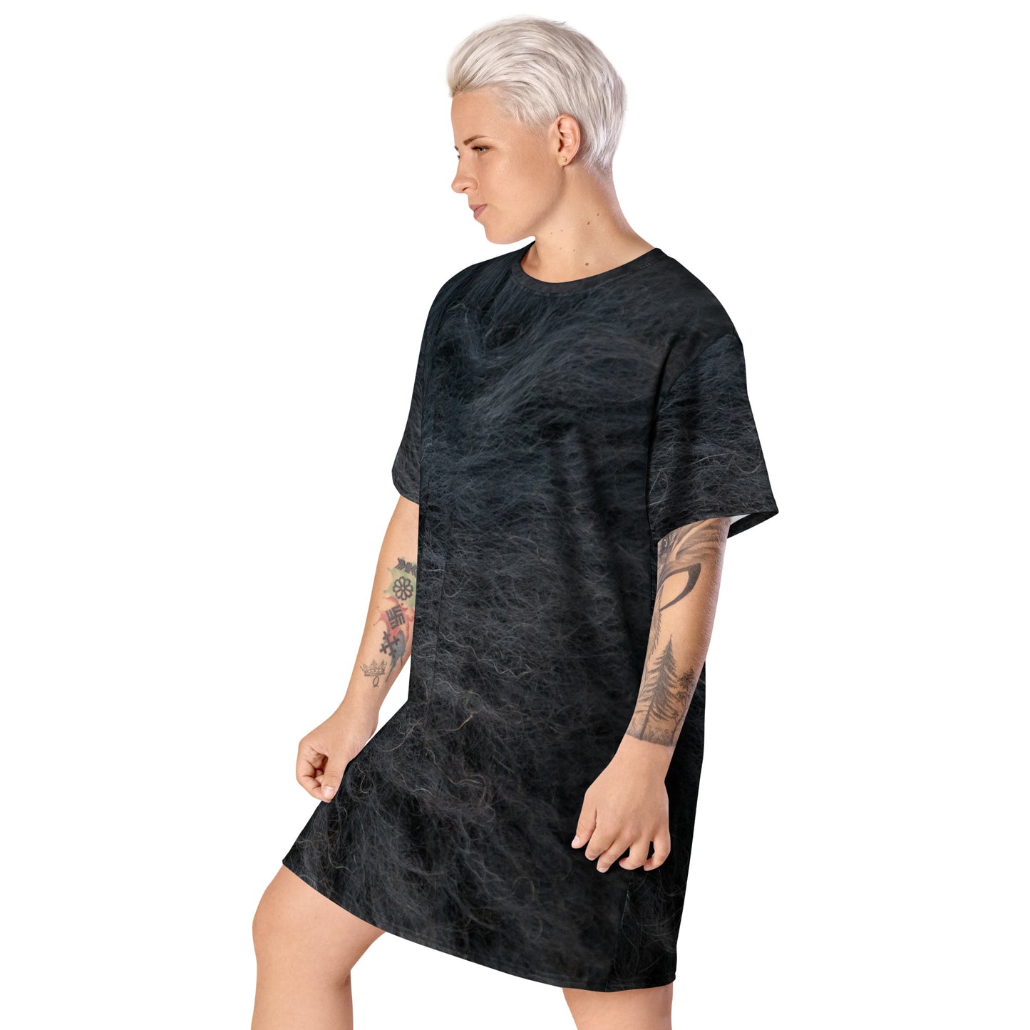 Black Fur T-shirt dress CT19