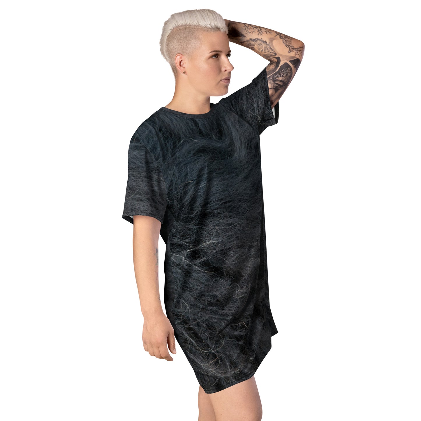 Black Fur T-shirt dress CT19