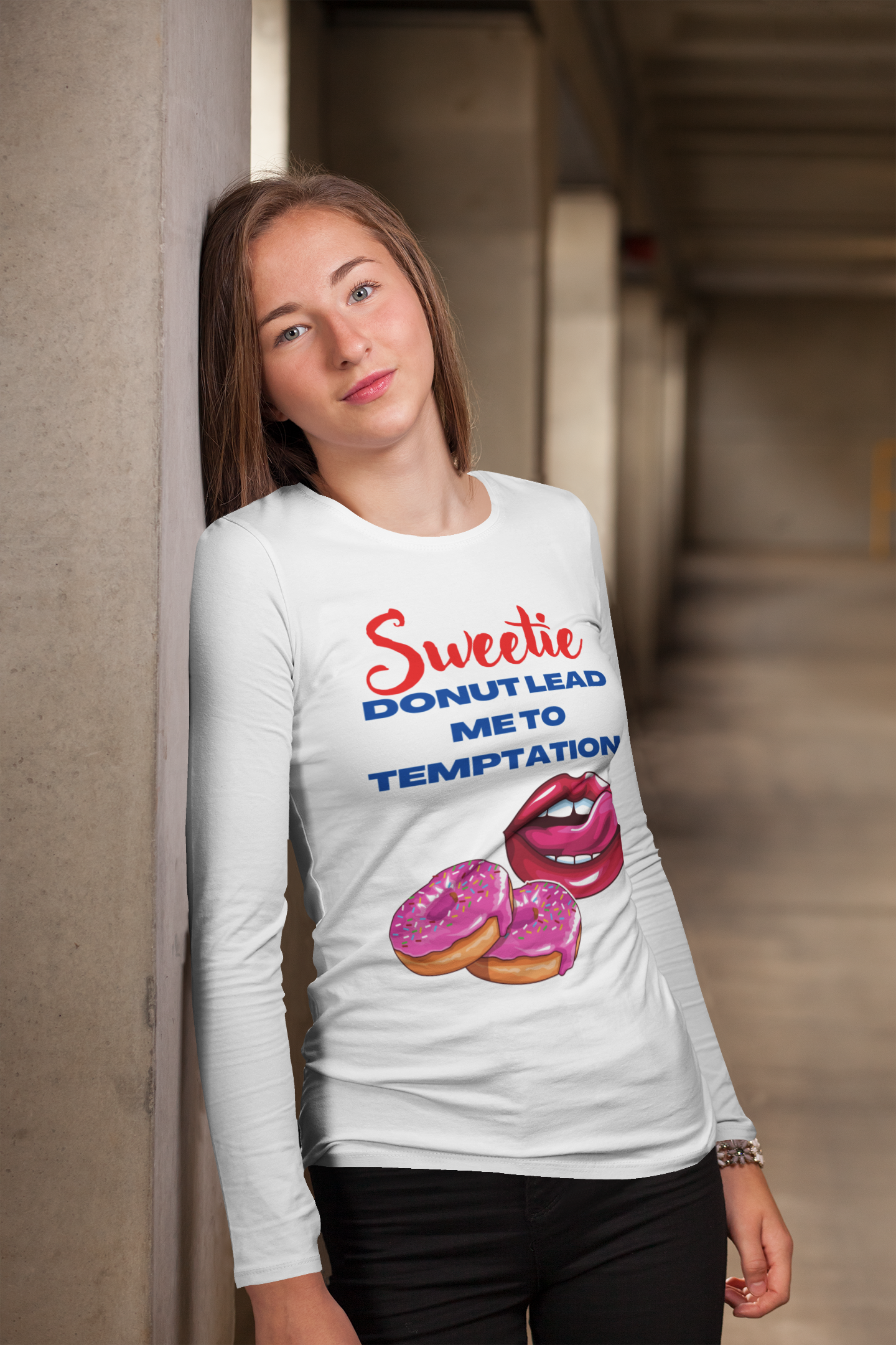 Sweetie donut lead me to temptation Unisex Jersey Long Sleeve Tee